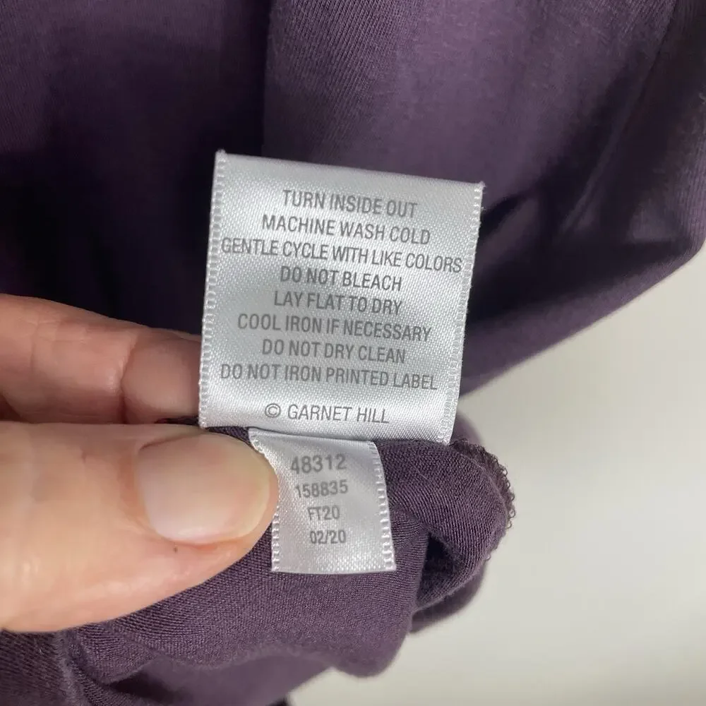 Garnet Hill Tencel Swing Dress Size M Purple Stretch Lagenlook Comfort Career